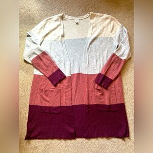 Color Block Open Front Cardigan